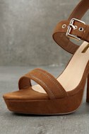 Sexy Tan Heels - Tan Platform Heels - Vegan Suede Heels - $39.00