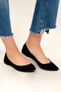 pointed toe black suede flats