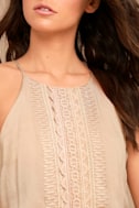 1310770 Beige Embroidered Lace Dress
