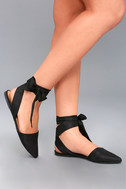 black satin flats