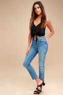 Free People Two Tie For You - Black Brami - Tie-Front Top