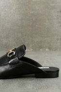 kandi black leather loafer slides