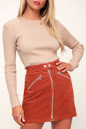 Burnt orange corduroy skirt. A-line shape. BDG Size