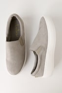 Cute Grey Sneakers - Slip-On Sneakers - Flatform Sneakers
