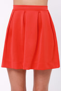 Cute Coral Red Skirt - Orange Skirt - Mini Skirt - Pleated Skirt - $42.00