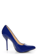 shiny blue pumps