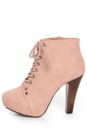 blush lace up booties