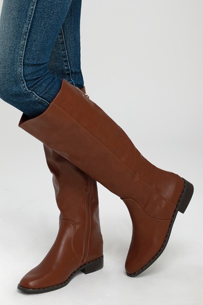 over the knee boots chestnut