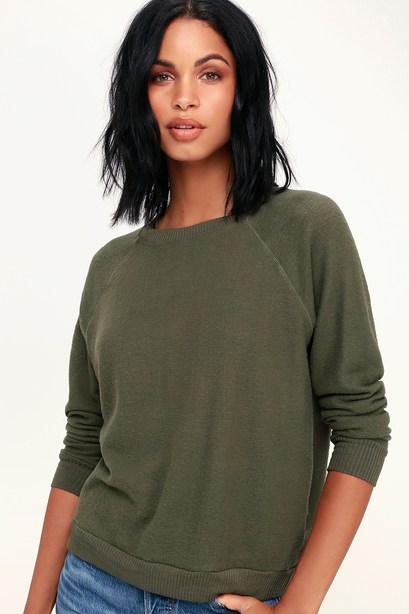CARDIFF OLIVE GREEN LONG SLEEVE SWEATSHIRT PROJECT SOCIAL T