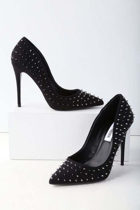 Daisie-S Black Suede Studded Pumps