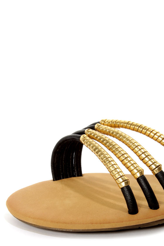 black and gold strappy sandals