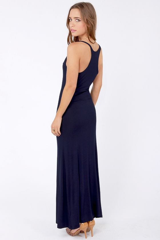 Lucy Love Racer Back Dress - Navy Blue Dress - Maxi Dress - $61.00