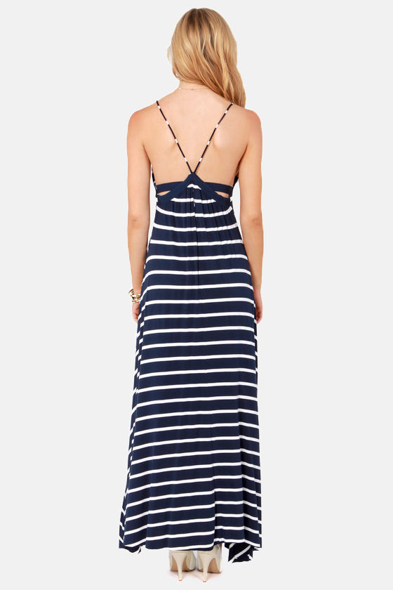 Navy Blue White Striped Dress Nautical Dress Women's Blue And White  Striped Dress Bailey