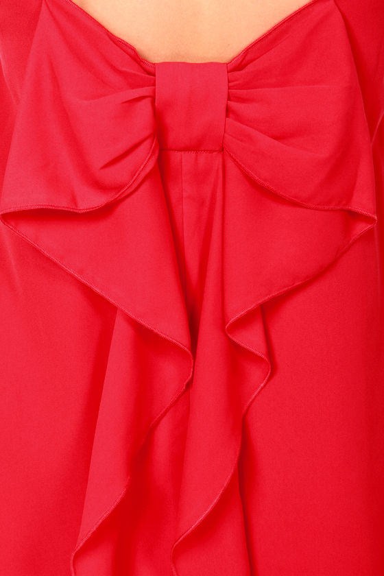 Cute Red Dress - Shift Dress - Bow Dress - $49.00