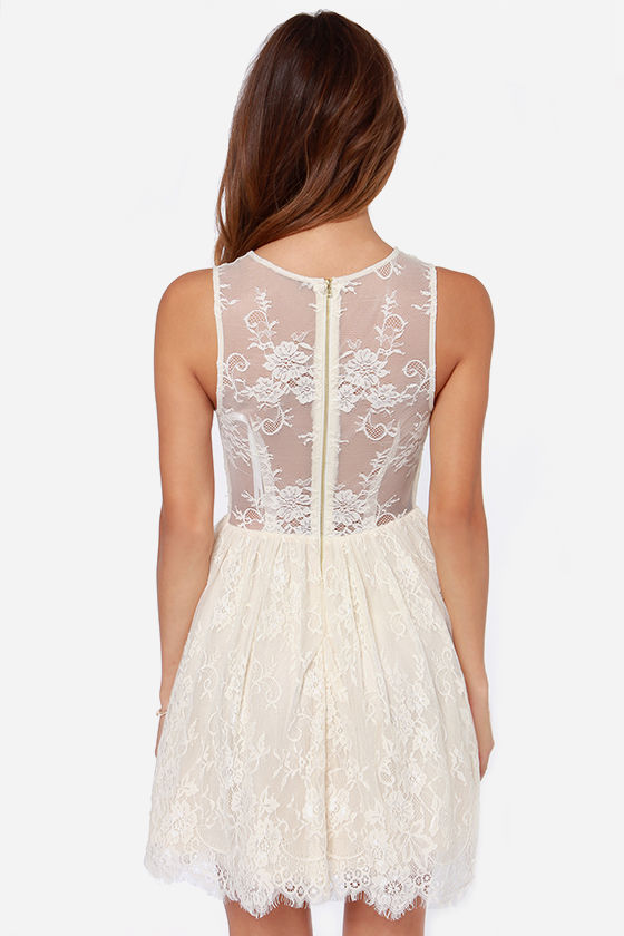 Pretty Cream Dress - Lace Dress - Sleeveless Dress - $83.00