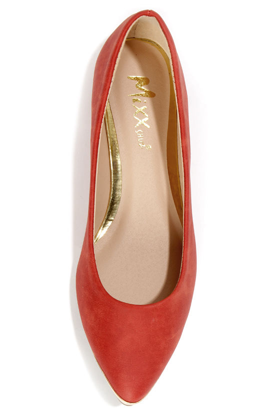Mixx Shuz Ian 02 Red Gold-Tipped Pointed Flats - $25.00