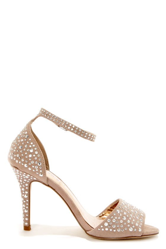 Madden Girl Stargazr Blush Rhinestone Single Strap Heels 59.00