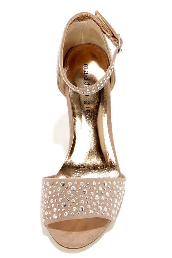 Madden Girl Stargazr Blush Rhinestone Single Strap Heels 59.00