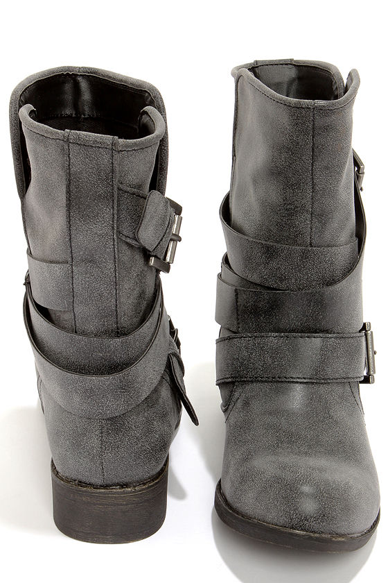 Cute Belted Boots - Mid Calf Boots - $59.00