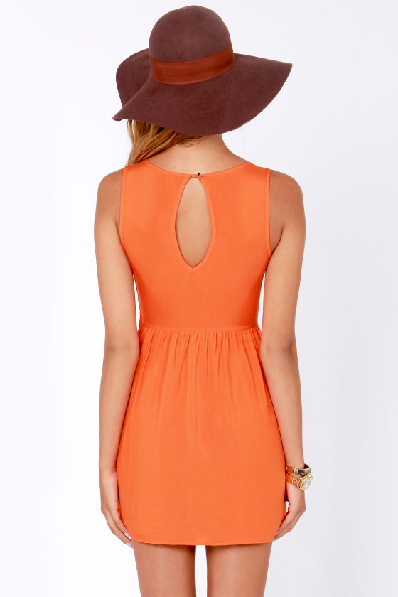 Mimi Chica Dress - Orange Dress - Skater Dress - $35.00