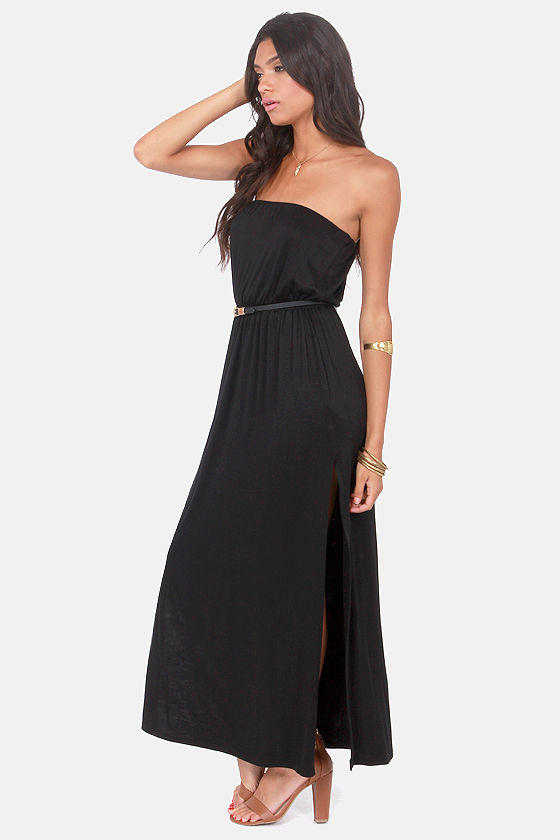 Cute Black Dress - Maxi Dress - Strapless Dress - $41.00