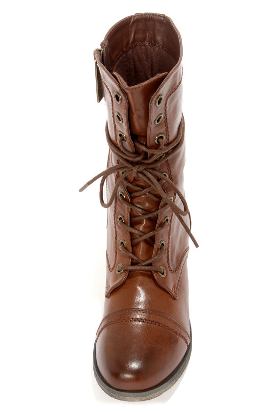 Georgia 72 Cognac Lace-Up Combat Boots - $41.00