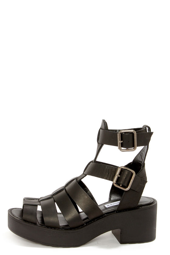 steve madden black leather sandals