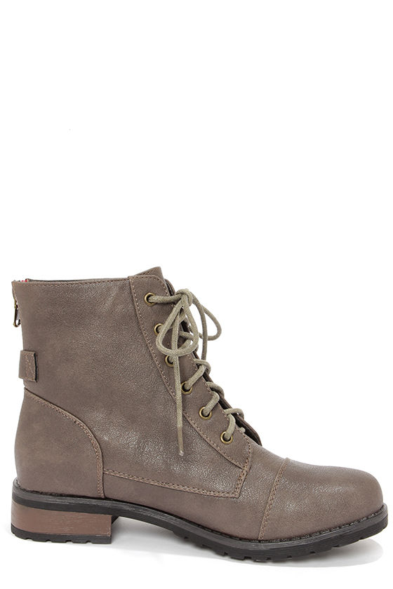 taupe lace up combat boots