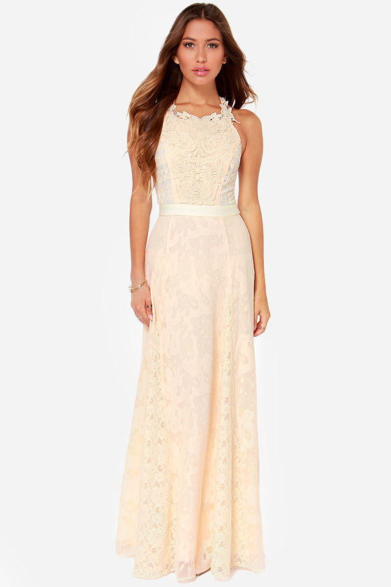 Backless Dress Crochet Dress Lace Dress Cream Maxi Dress 149.00