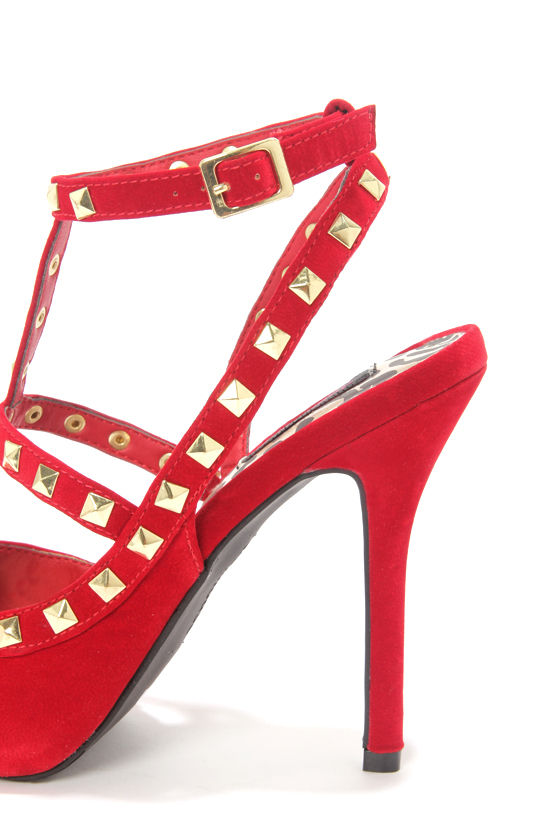 studded t strap pumps