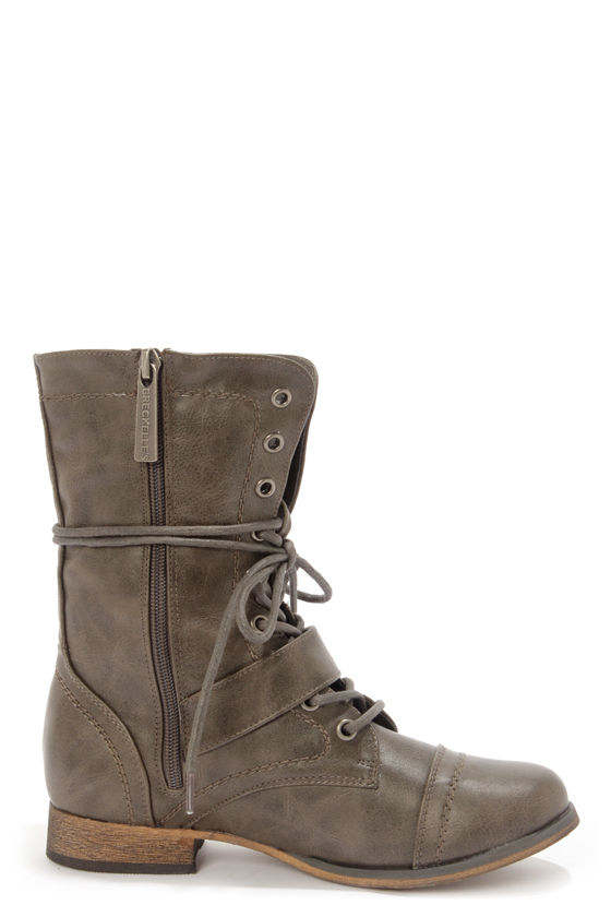 Cute Taupe Boots - Lace-Up Boots - Combat Boots - $39.00