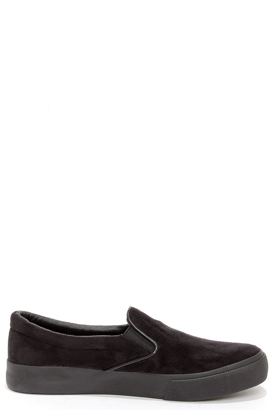 Cute Black Sneakers - Slip-On Sneakers - Loafers - $18.00