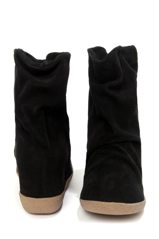Cute Black Boots - Suede Boots - Wedge Boots - $109.00