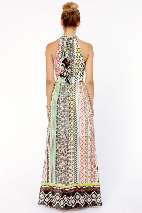 Pretty Ivory Dress Print Dress Maxi Dress 87.00