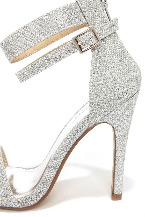silver shoes with ankle strap