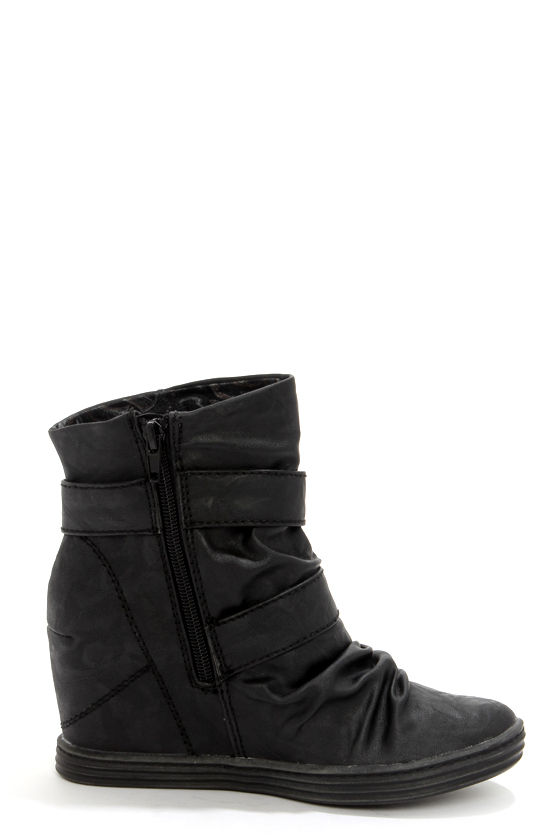 Cute Black Booties - Wedge Booties - Wedge Sneakers - $67.00
