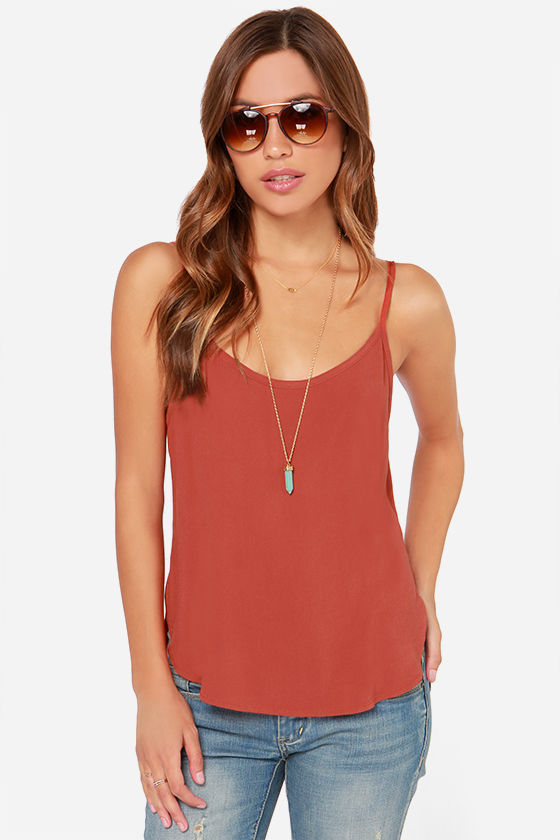 LULUS Exclusive Exciting News Burnt Orange Tank Top