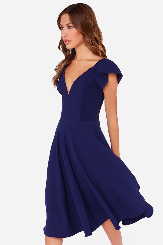 Cute Royal Blue Dress - Midi Dress - Modest Dress - $45.00