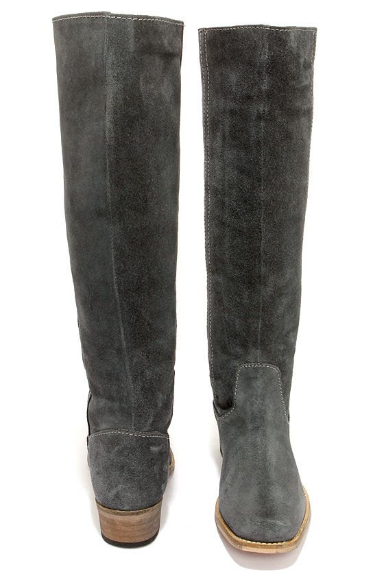 Cute Grey Boots - Suede Boots - Riding Boots - $179.00