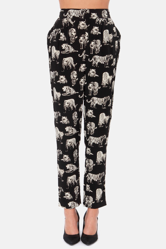 tiger print flare pants