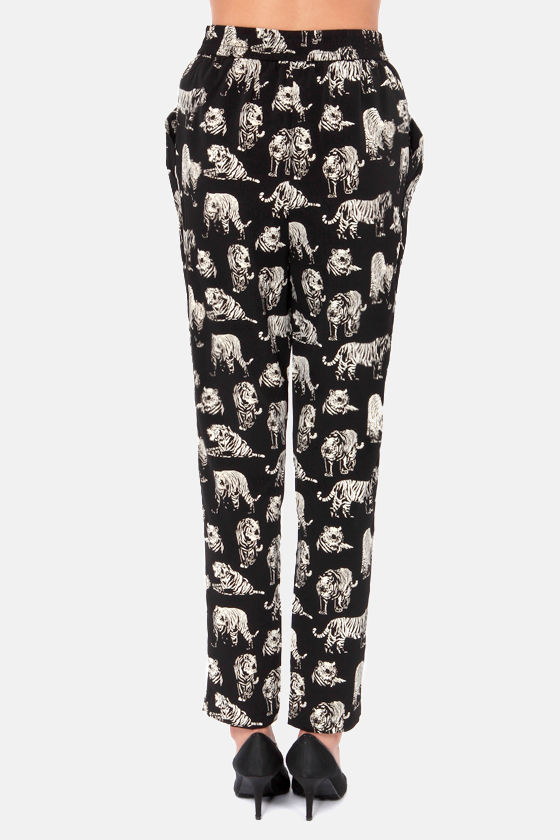 tiger print flare pants
