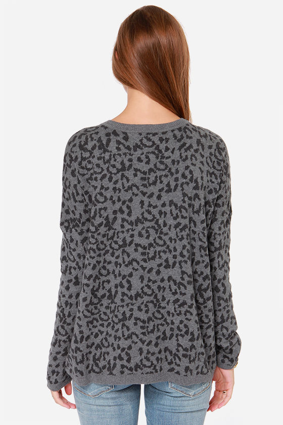 gray leopard print sweater