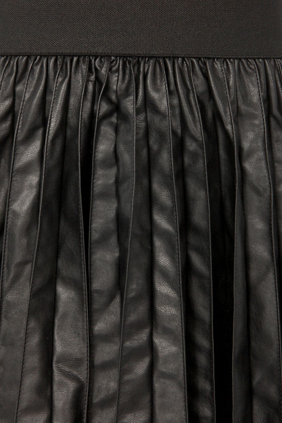 Cute Black Skirt - Vegan Leather Skirt - Pleated Skirt - Mini Skirt ...