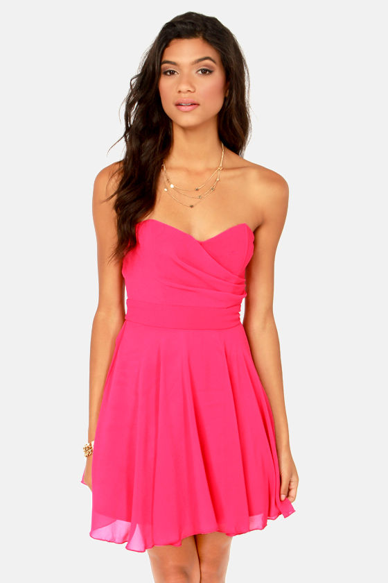 TFNC Minnie Dress - Strapless Dress - Hot Pink Dress - $107.00