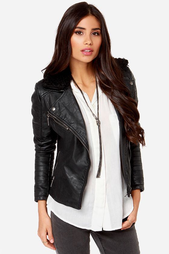 Cute Black Jacket Vegan Leather Moto 105 00 Sure Thing Black Vegan Leather Jacket