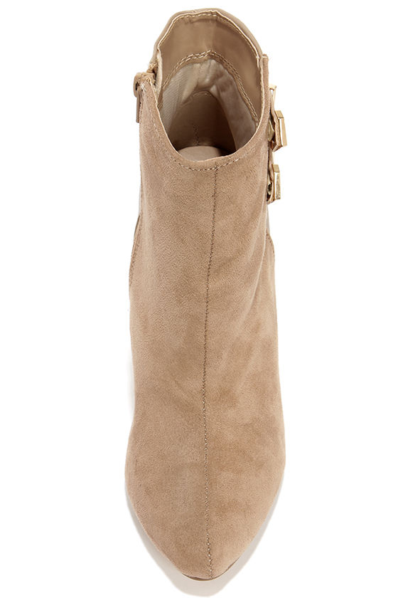Cute Taupe Booties - Pointed Toe Booties - $38.00