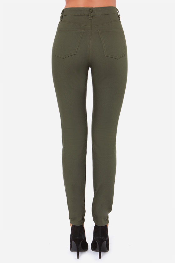 army green high waisted jeans