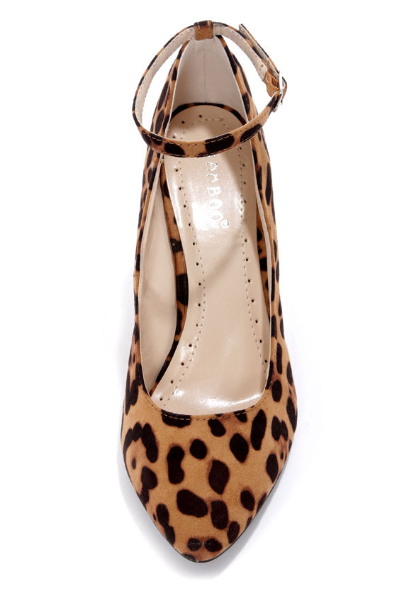 Cute Leopard Print Wedges - Ankle Strap Wedges - Suede Heels - $34.00