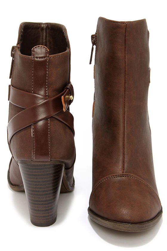Cute Brown Boots High Heel Boots Ankle Boots 3800 