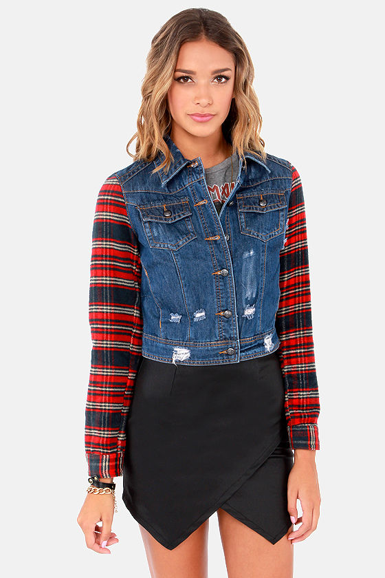 Cool Denim Jacket Flannel Jacket Plaid Jacket 63.00